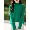 Autumn and winter new semi-turtleneck rhombus women's long-sleeved knitted sweater loose and thin pullover sweater with base