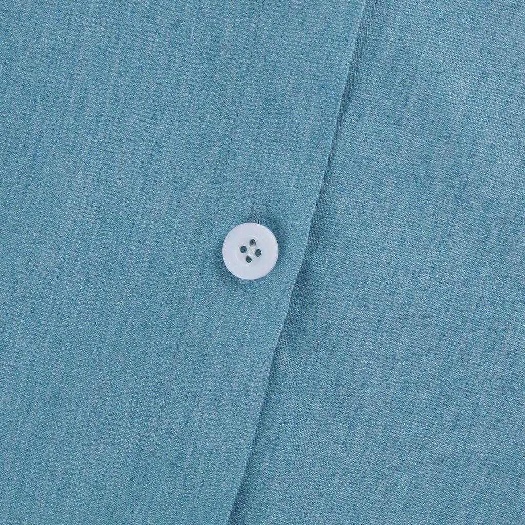 Damen-Denim-Kleid mit Knöpfen, extra lang, einfarbig, Übergröße