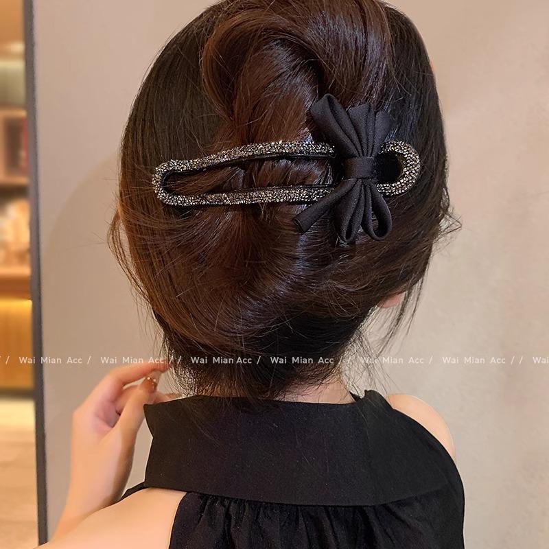 Diamond-encrusted Straight Clip High-end Scratch-off Clip Back of The Head Lazy Person's ClipHair Clip Duckbill Clip Hair Accessory