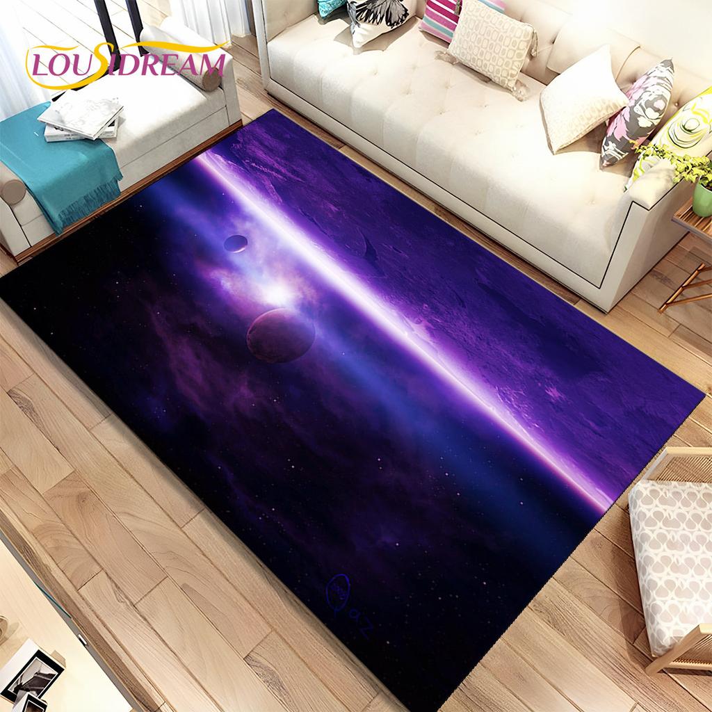 Galaxy Universe Space Stars Area Rug,Carpet Rug for Home Living Room Bedroom Sofa Doormat Decor,Kids Play Non-slip Floor Mat HD