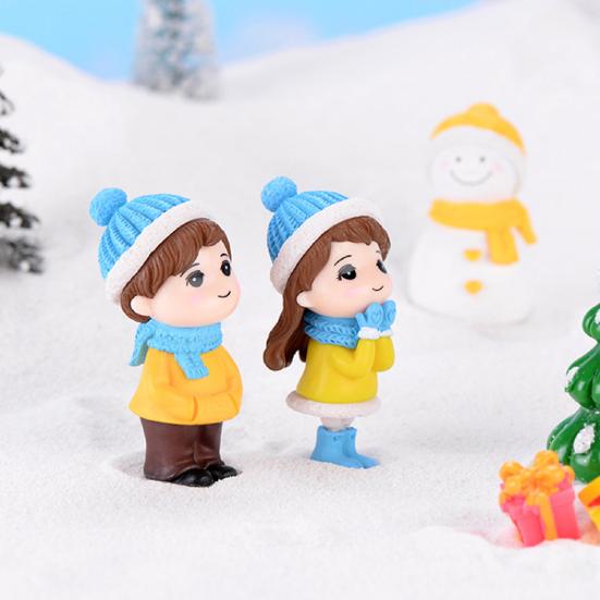 Dollhouse Dolls Lovely Miniature Bonsai DIY Couple Snowman Model Figurine Landscape Decor