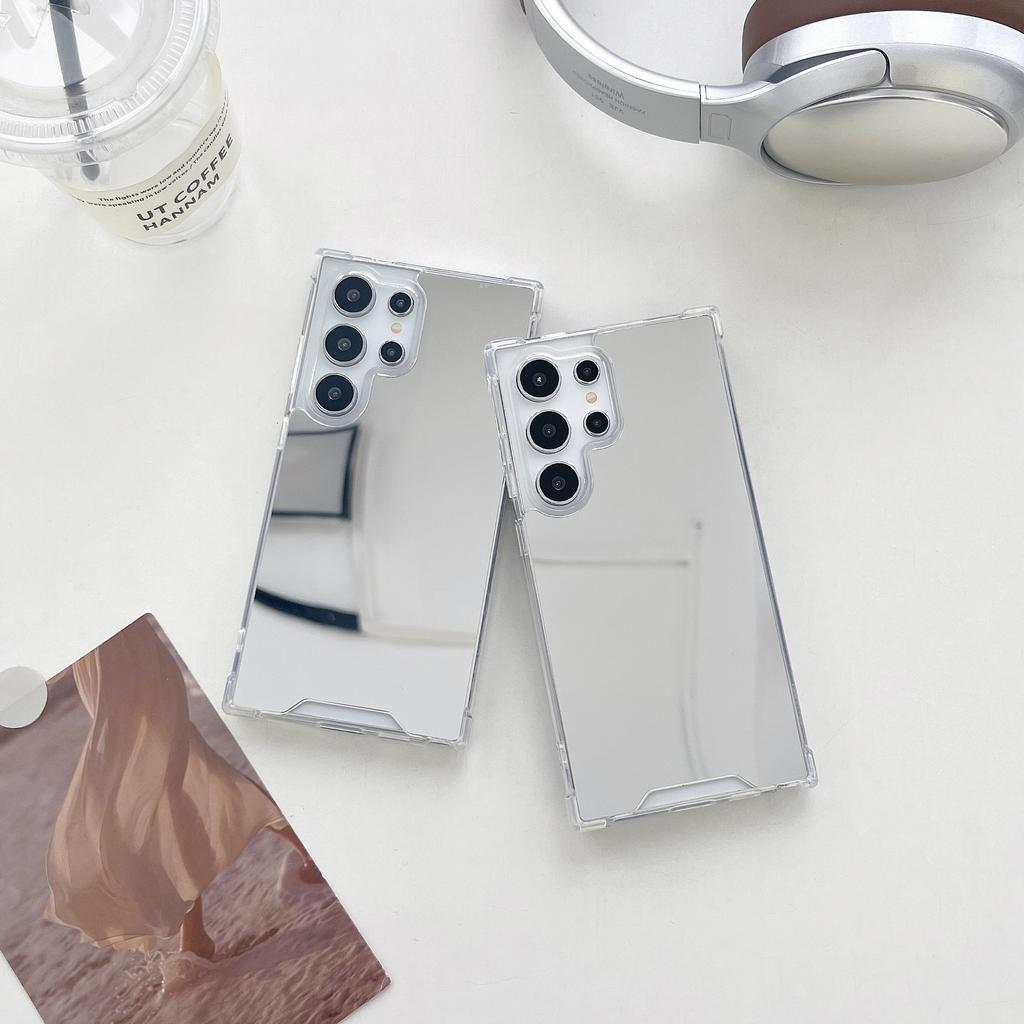 Four-corner anti-drop mirror mobile phone case is suitable for Samsung S25PLUS trend S24FE mirror S23/A54/A55