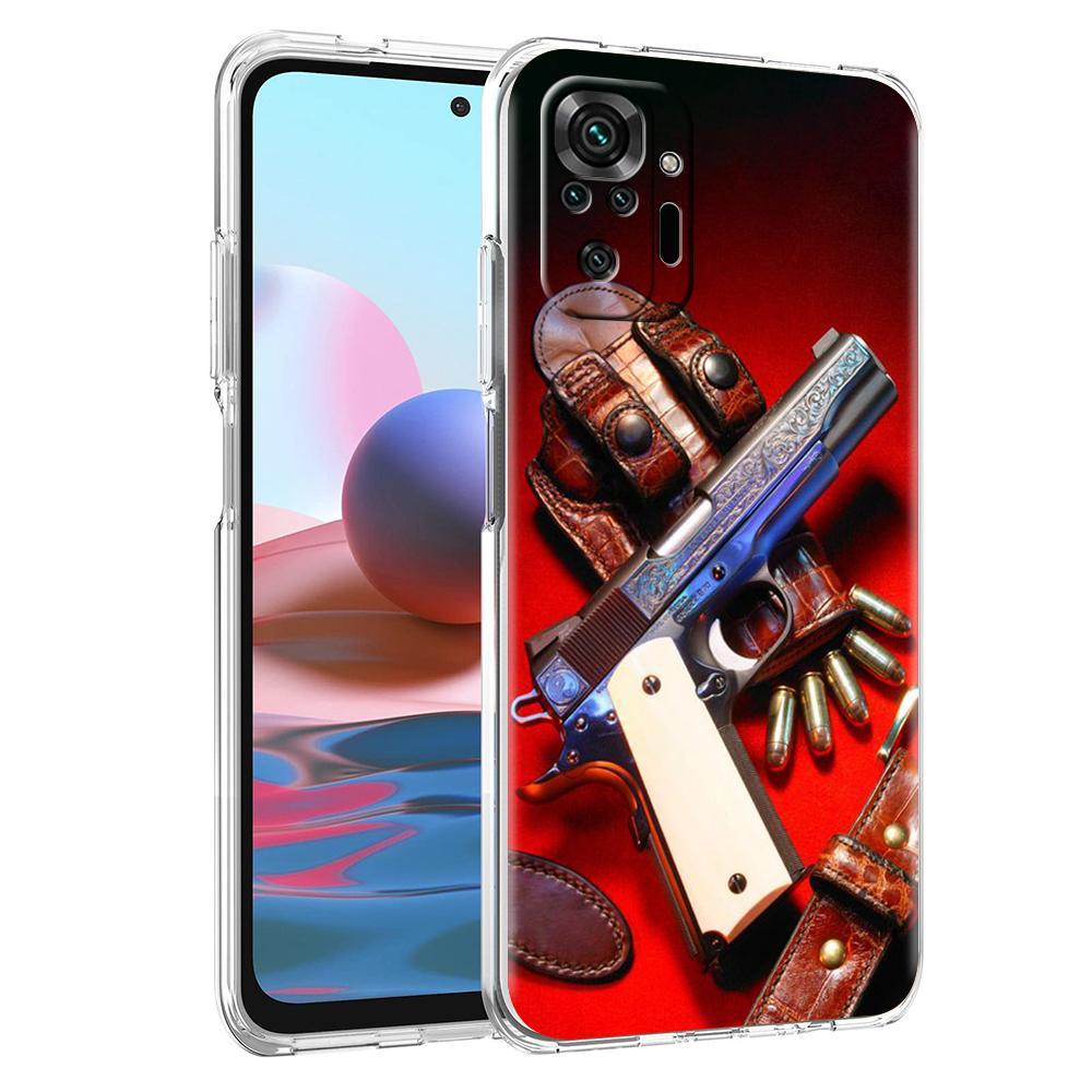Handgun Gun BUllets Transparent Phone Case for Redmi 10c Note 11 11T 8A 9A 9C 8 9 10 K40 Plus 12 Pro 4G Soft Cover Shell Capas