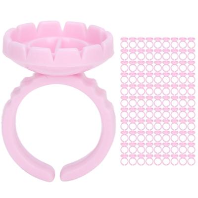 100 stücke Einweg Wimpern Kleber Ring Tasse Wimpern Verlängerung Kleber Halter AccessoryPink