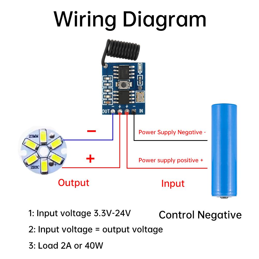 433mhz DC 3.3V 5V 9V 12V 24V Mini Relay Wireless RF Remote Control Switch LED Lamp Controller Micro Receiver Transmitter