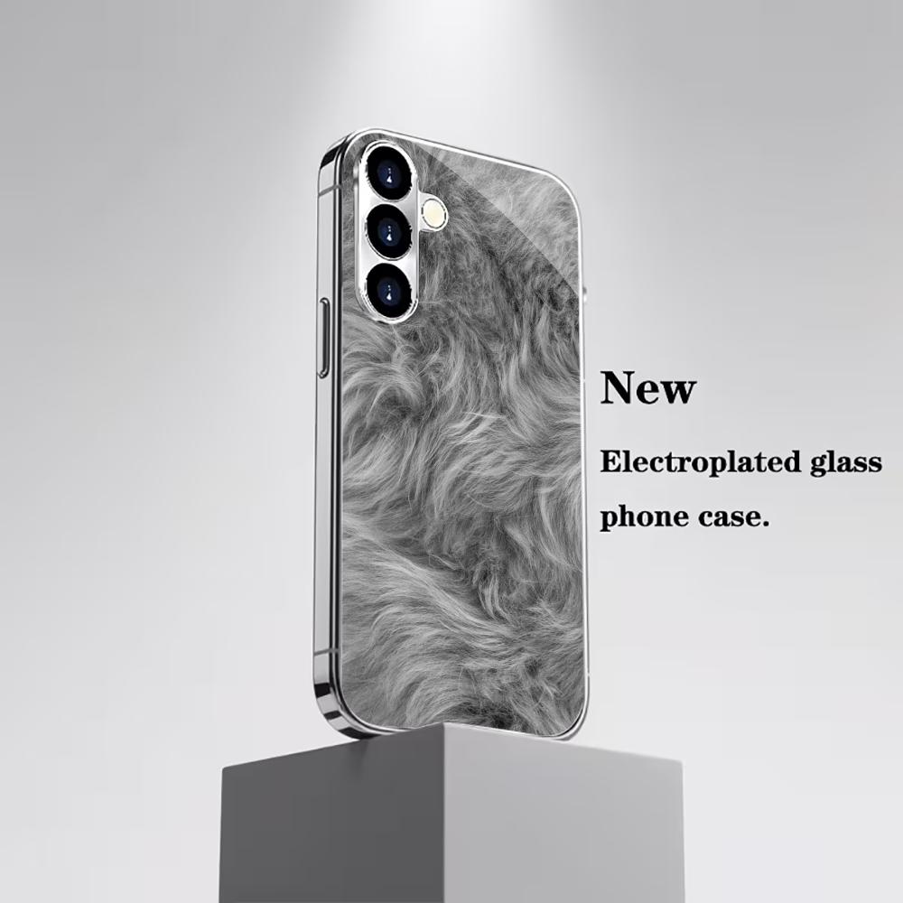 

Furry pattern PhoneCase Atmosphere High-end Electroplating Glass PhoneCase for Samsung Galaxy S26 S25 S24 S23 S22 FE,Ultra,Plus GalaxyS25