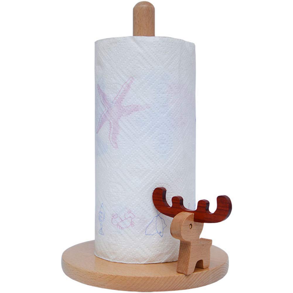 

Umora Paper Holder, Cute Wooden Paper Stand, Holds Paper Rolls Vertically, Kitchen Storage Accessory (Deer Design)