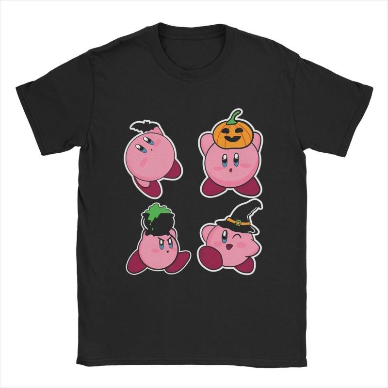

Kirbys Retro Japanese T-Shirts Men Women Nostalgia Childhood ACT Game Awesome Pure Cotton Tees Round Neck T Shirt Clothes 140