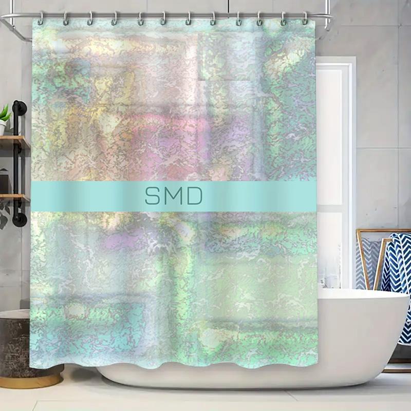 

Unique Colorful Shower Curtain With Custom Initials: Perfect For Bathroom Decor W60H190(CM)-1 Pcs