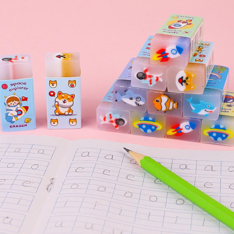 Cute Low-Dust Cartoon Eraser for Kids - Cuttable Sandwich Design for Primary School Art