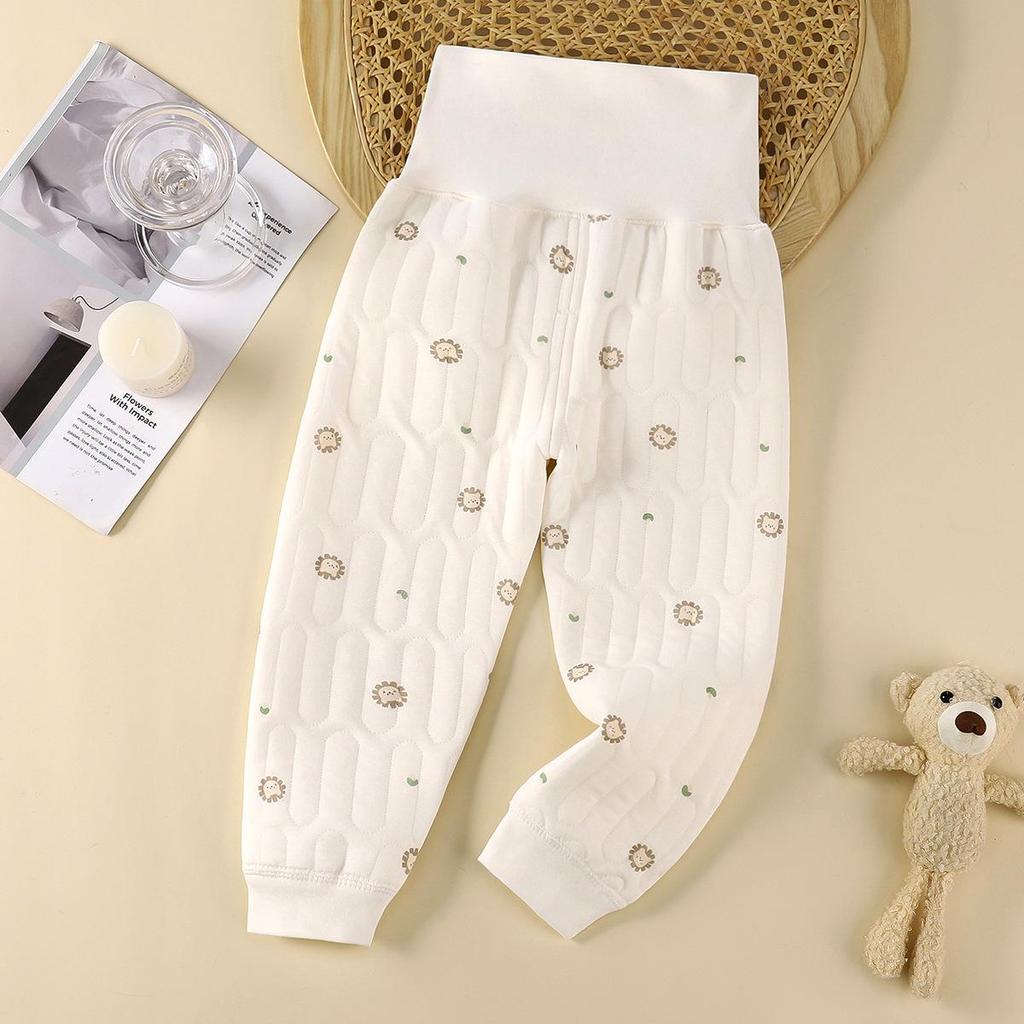 Baby Stepphose mit hohem Bund aus Baumwolle mit Bauchschutz - Warm, Kälteschutz, Antibakteriell (Herbst Winter)
