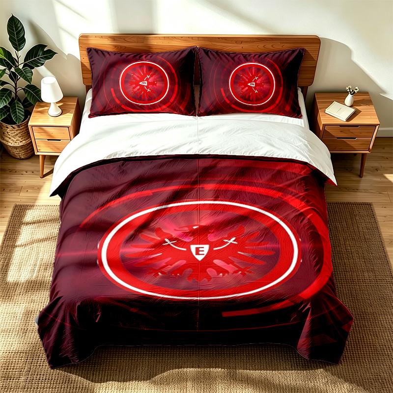Eintracht Frankfurt (1) 3-teiliges Set geeignet für Schlafzimmer weich und bequem ein ideales Geschenk für Familie und Freunde Enthält einen Bettbezug und zw