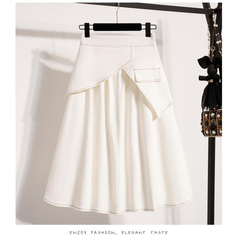 DIMANAF 2026 Plus Size Summer Skirts Women A-Line Cotton Fashion Lady Casual Elegant Long Skirt