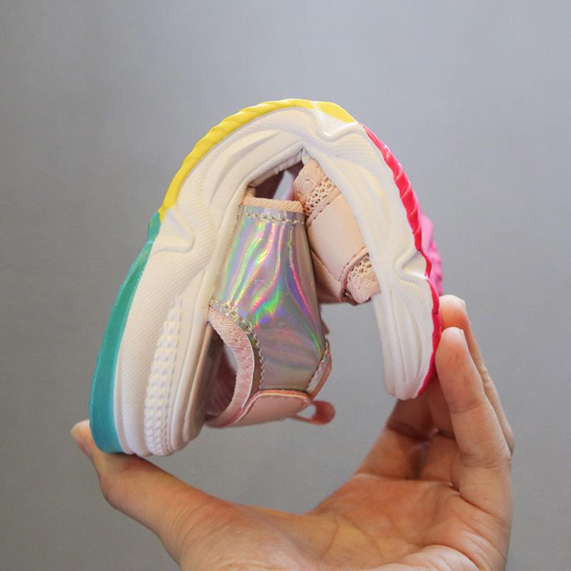 Pantofi de plajă pentru copii de vară cu fundul curcubeu, sandale moi și confortabile pentru fete