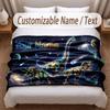 Dinosaur Theme Soft Blanket Personalized Custom Name Text Print Warm Blanket Home Sofa Bedroom Decor