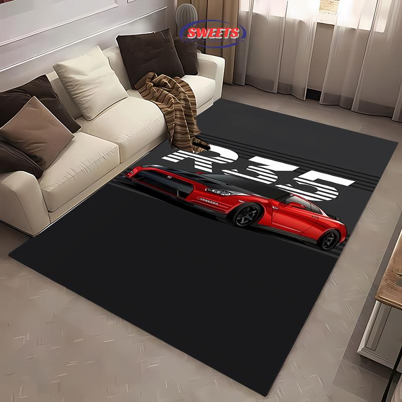 Retro GTR Racing Car Carpet, Living Room and Bedroom Household Items, Children's Room Sofa Mat,Doormat Floor Anti-slip Rug Gift