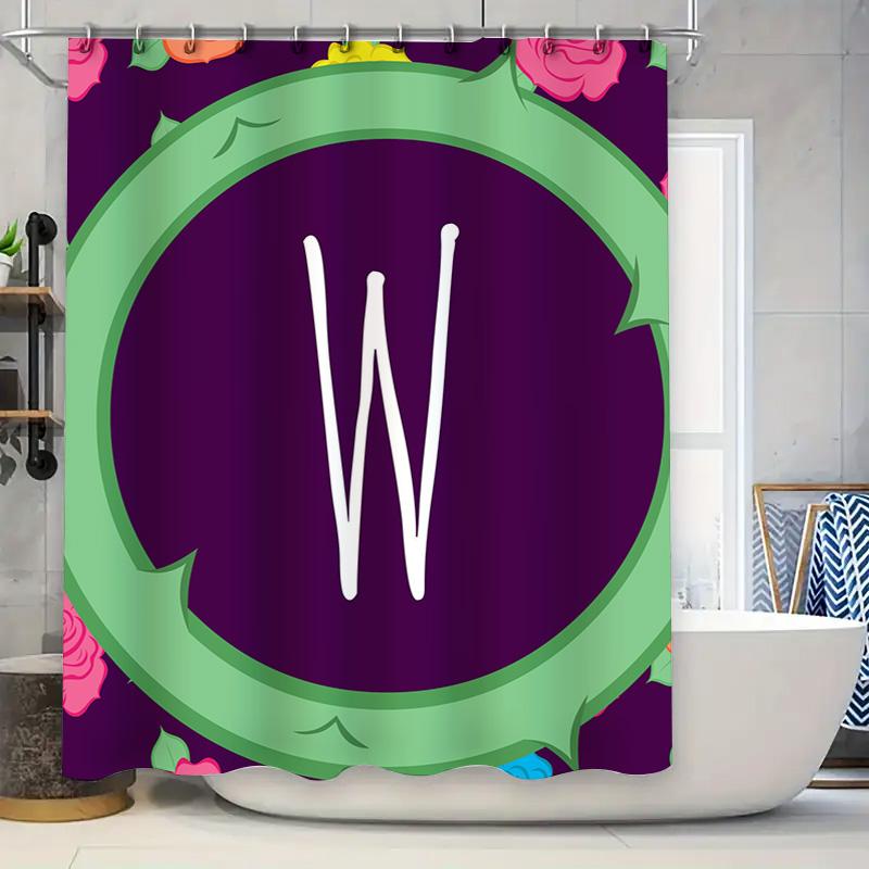

Decorative Letter W Shower Curtain Set With Floral Design For Bathroom Decor Available In Multiple Colors W60H190(CM)-1 Pcs