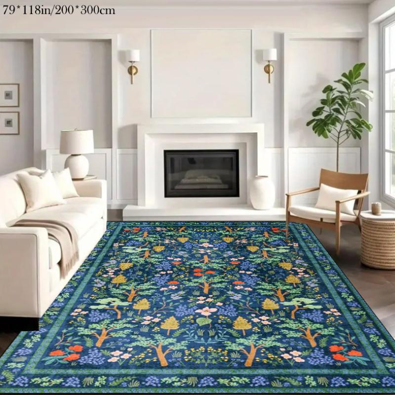 

[Vintage Persian Rug] 1pc Vintage Persian Pattern Area Rug - Colorful Floral Geometric Design - Machine Washable Polyester Fiber 1pc Flannel 40x60cm