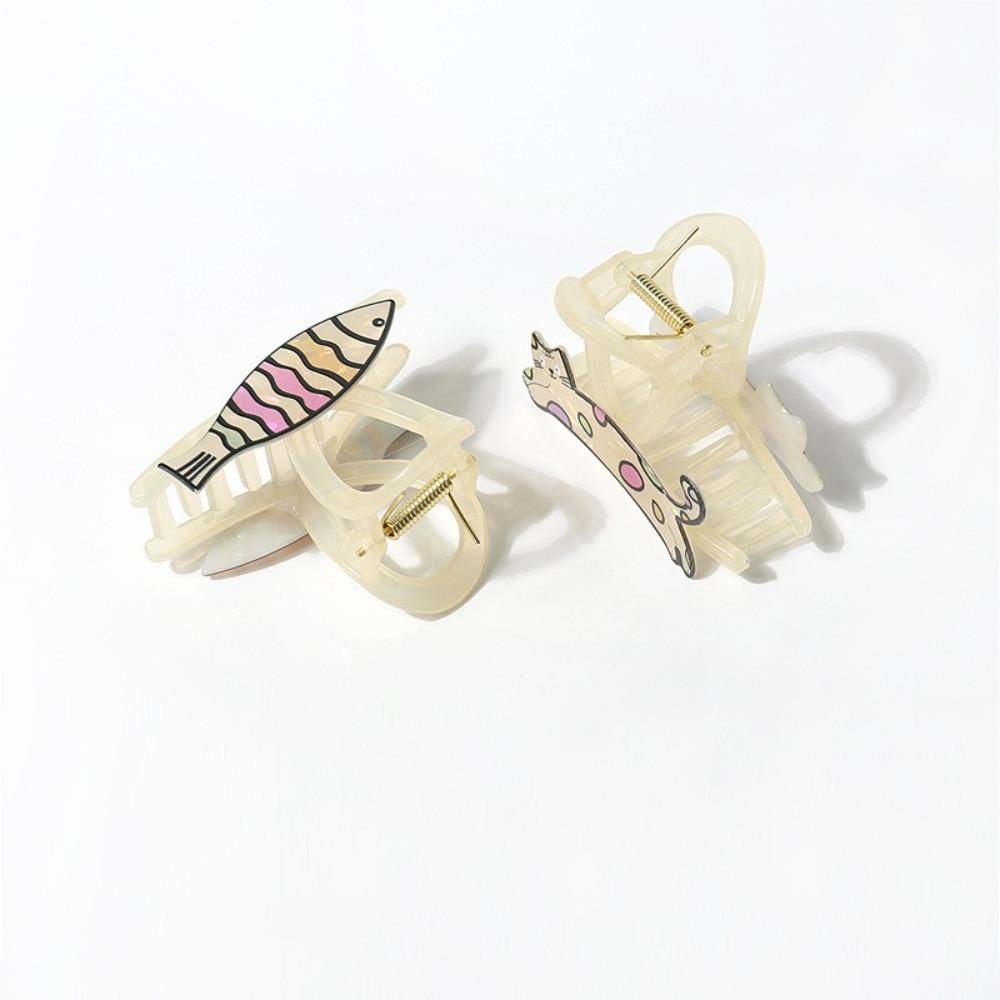 

Solid Cat Shark Clip Plastic Bone Hair Claw Headwear Animal Hair Claw School
