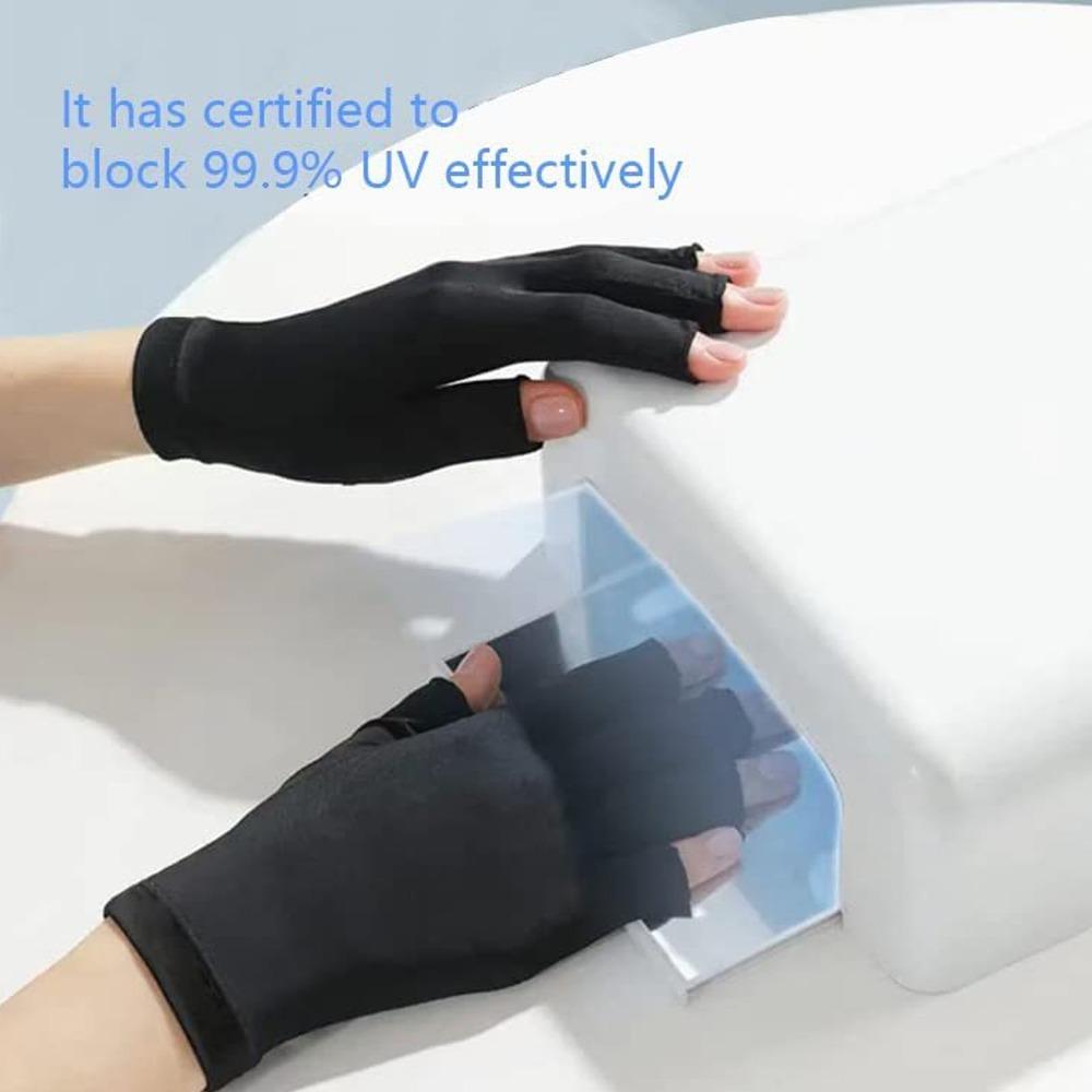 2pair Black Nail Lamp UV Blocking Gloves Manicure UV Gloves  Professional Nail Salon Daily Use