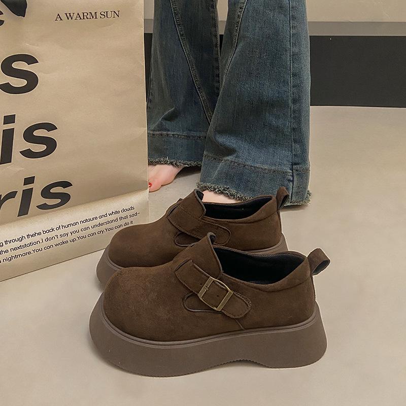 Yang Mi Style Women's Platform Loafers: 2025 Autumn Slip-On, Versatile Birkenstock-Inspired Shoes, Size 34