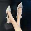 High heels women's spring and autumn new sexy pointed head thin heel bow temperament shallow mouth versatile single shoes