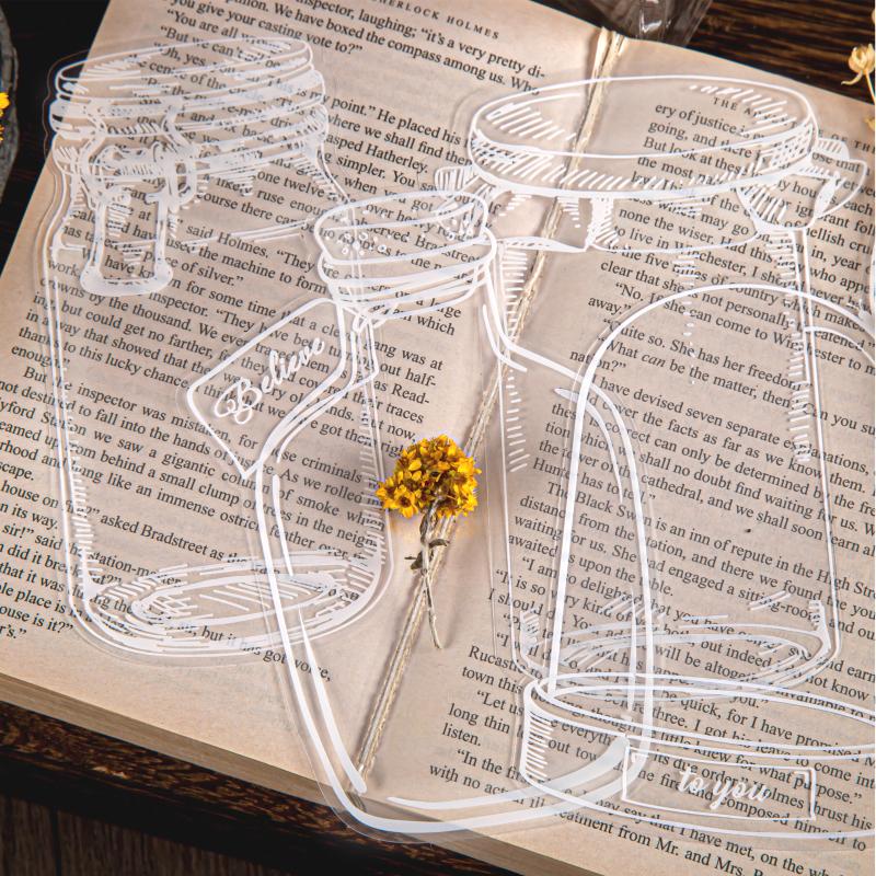 Decoration of Glassware, Hand-held Items, DIY Bottles, Stickers, Transparent Bookmarks, PET Glass Bottles, Stickers, Decoration