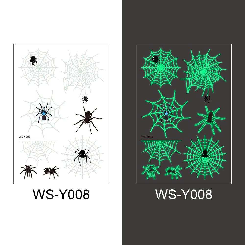 

Luminous 3D Glow-in-the-Dark Spider Tattoo Stickers - Waterproof & Sweatproof Fluorescent Green for Halloween 110x75mm