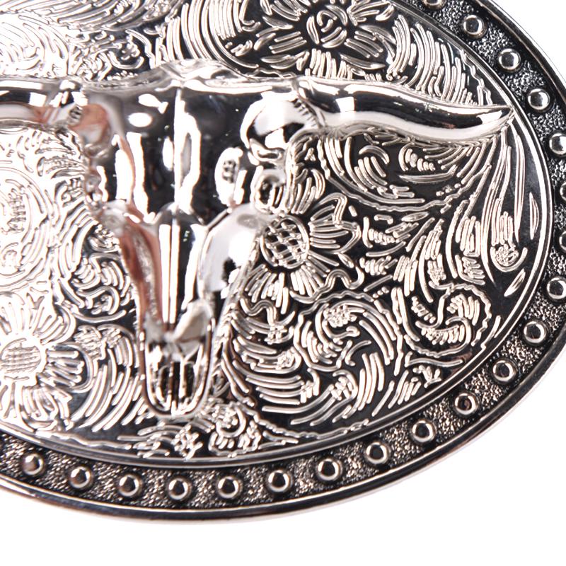 Stříbrná přezka na opasek Texas Bull s dlouhým rohem Kovbojské přezky ze západní kovové slitiny