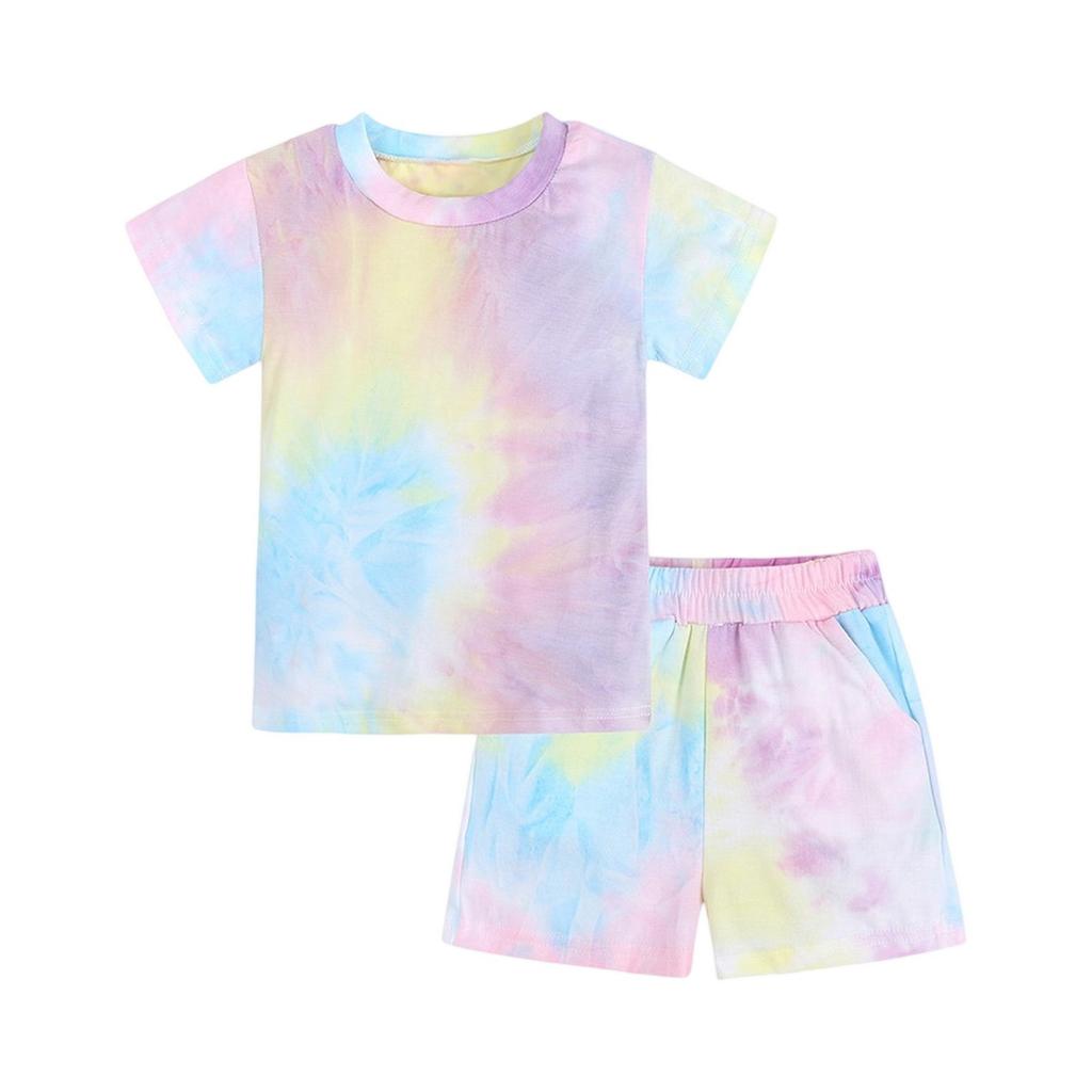 Kids' Tie-Dye  Set - Short Sleeve & Shorts 2-Piece Outfit