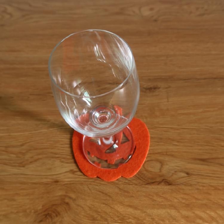 4Pieces Coaster Cup Drink Coaster Mat Pad Hot Table Halloween Pumpkins Felt Cups