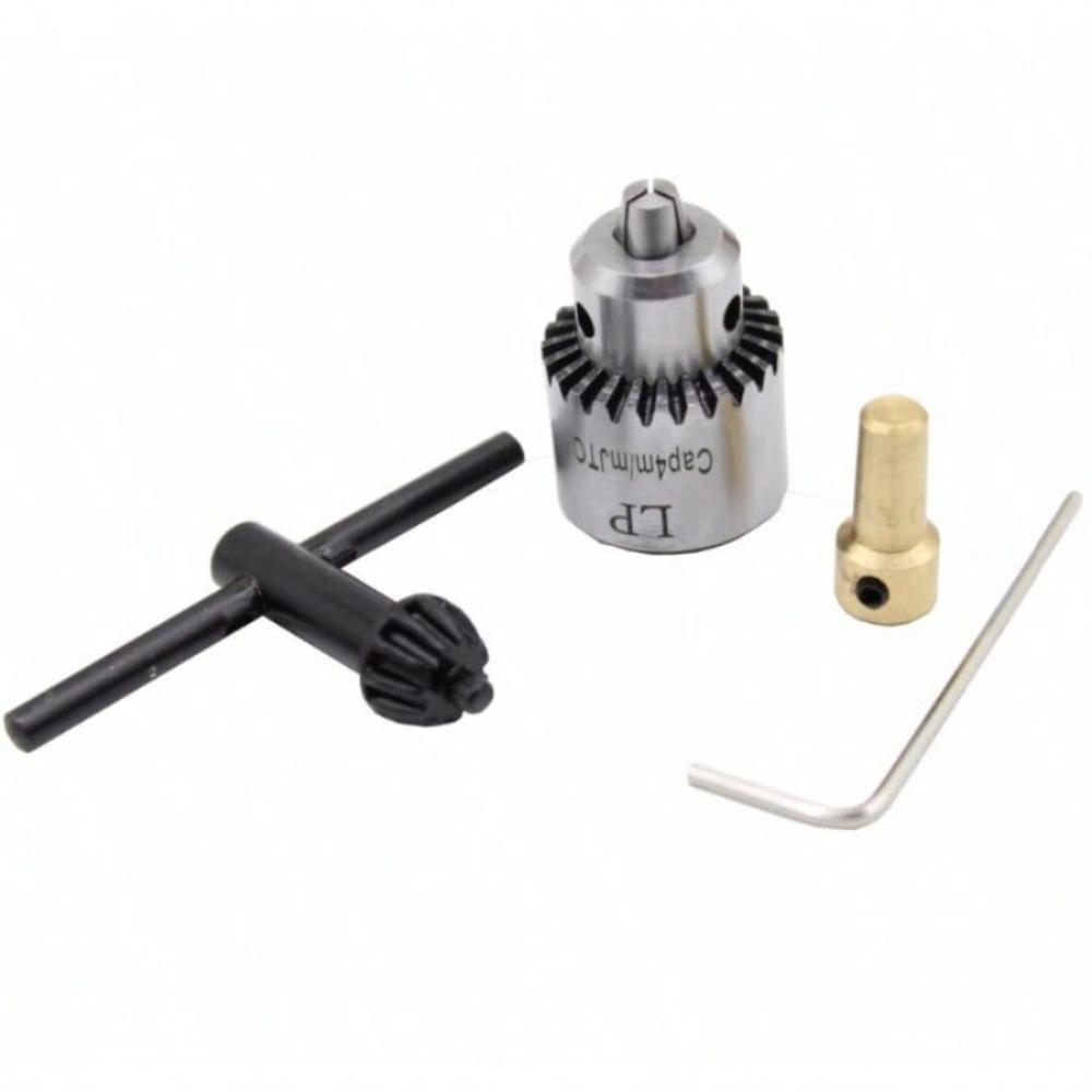 4pcs/set Micro Motor Drill Chuck Clamping Range 0.3-4mm Taper Mounted Mini Drill Chuck With Chuck Key 3.17mm Brass Electric Motor Shaft