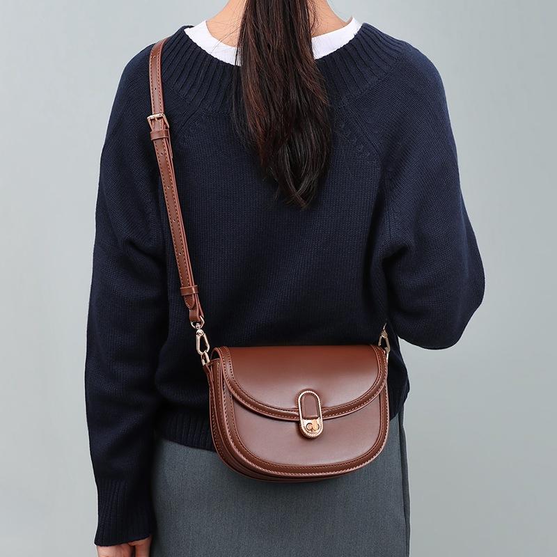 New Women's Crossbody Bag Genuine Leather Saddle Bag Autumn and Winter High-end Versatile Shoulder Bag