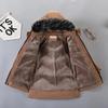 Boys' Winter 2024 Mid-Length Cotton Coat: Korean Style, Thickened, Fleece-Lined, Big Fur Collar, for Small and Medium Children.