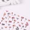 1 Sheet Gradient Bloom Ink Flower Nail Art Stickers Self-Adhesive Watercolor Floral & Leaf Design Decals for Elegant Manicures Nail Stickers
