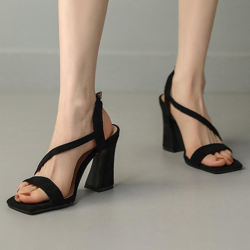 Fashion High Heels Sandals Women Summer Shoes Large Size Red Beige Heeled Flip Flops Ankle Straps Party Wedding Shoes Female