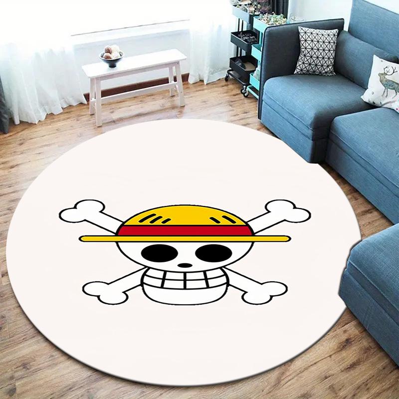 One Piece Strohoeden Piraten Rond Vloerkleed Tapijt Tapijt Voor Woonkamer Slaapkamer Bank Speelkamer Decor Antislip Vloermat