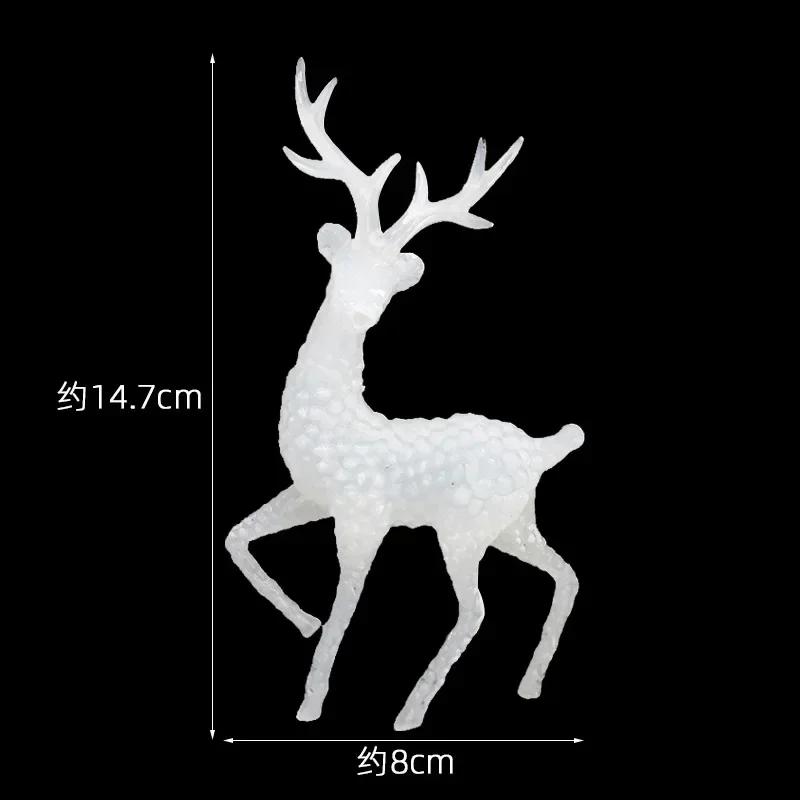 Christmas White Standing Deer Dolls, Plastic Deer Cake Topper, Xmas New Year Cake Decoration Tools, Party Supplies