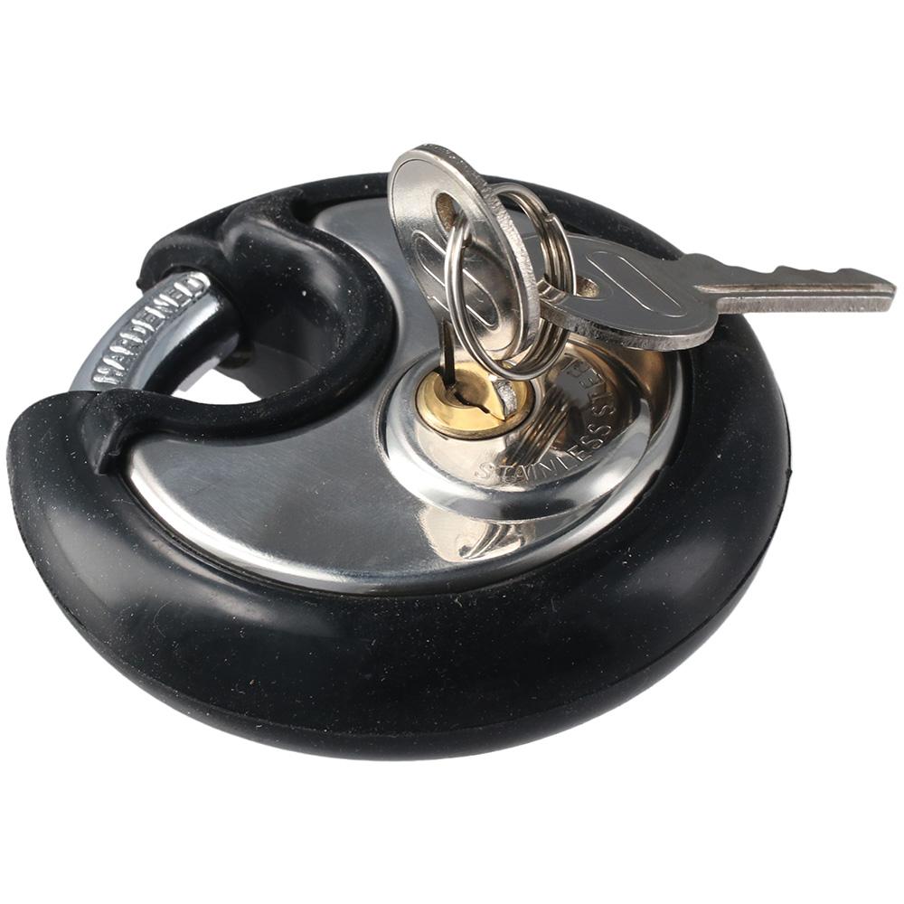 Stainless Steel Discus Lock 3/8 Inch Shackle Storage Lock for Warehouse, Garage and Outdoors