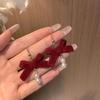 2024 D Retro Wine Red Velvet Rose Pearl Earrings: Hong Kong Style, Autumn/Winter Trend