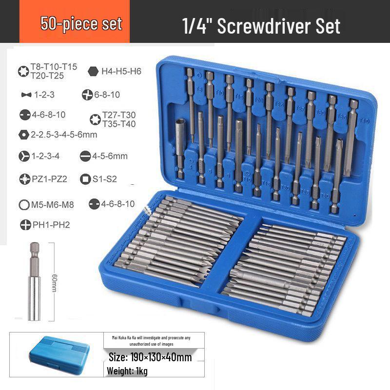 Electric Drill & Bit Tool Set: Phillips, Slotted, Hex, Triangle, Torx & Irregular Bits