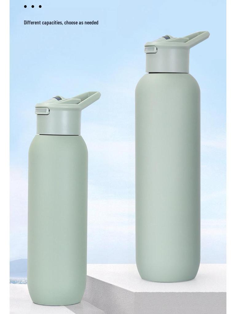 Portabel Bergsklättring Dubbelskikt Isolerad Sportvattenflaska, 304 Rostfritt Stål, med Handtag och Liten Öppning.