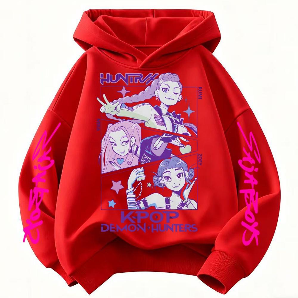 KPop Demon Hunters Huntrix Hoodie Kids Hooded Sweatshirt Baby Girls Pullover Hoodies Boys Outerwear Children's Clothing