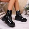 Fashion Round Toe Women's Flat Boots Lace Up Luxury Designer Shoes 2025 New Fashion Ankle Rock Riding Sexy Women's Shoes Zapatos Mujer