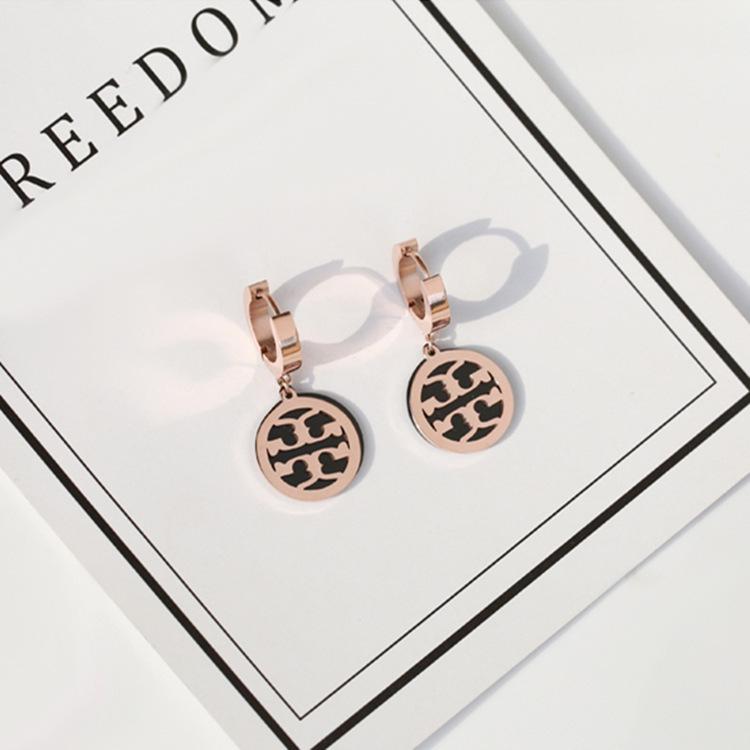 Korean Black Rhombus Ear Cuff & Rose Gold Stud Earring - Women's Japanese Korean Fashion