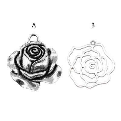 Vintage Rose Flower Pendant Necklace Handmade Flower Beads with Loop DIY Jewelry Making Flower Beads Dangle Pendants