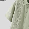 INCERUN Oversized Men Lapel Neck Short Sleeve Crochet Casual Loose Shirts