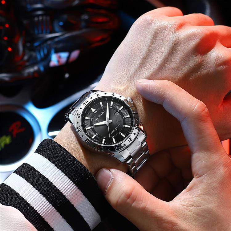 CRRJU New Watch 5007 Men's Watch Stainless Steel Strap Simple Business Watch