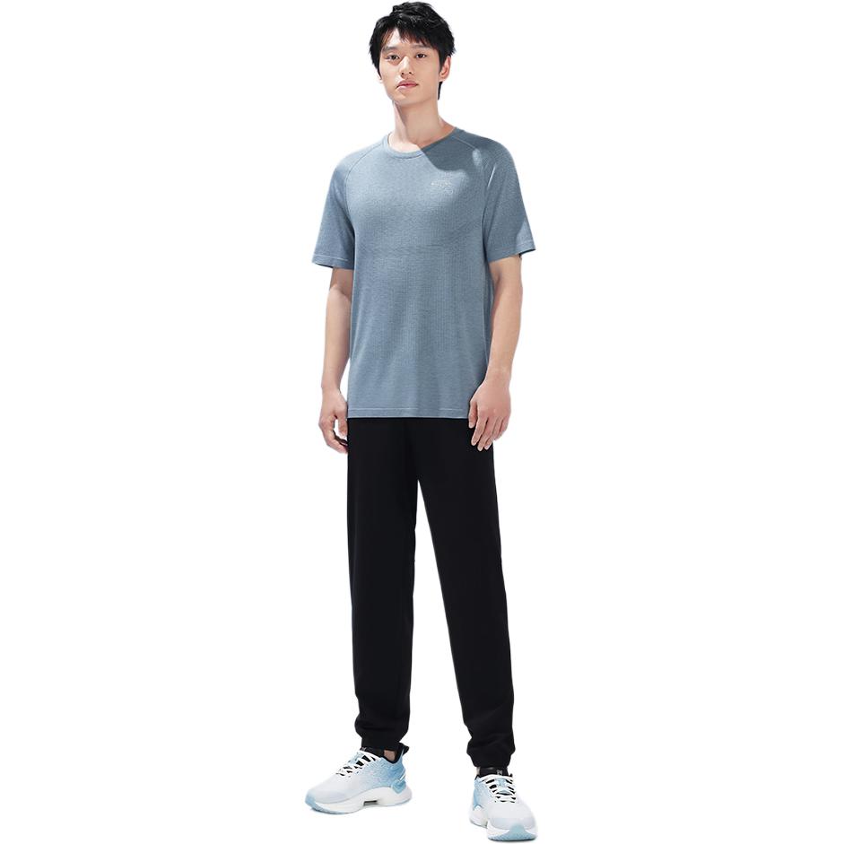 Anta Running Series Solid Color Logo Round Neck Short Sleeve T-Shirt Men Tops Black 152325114-4