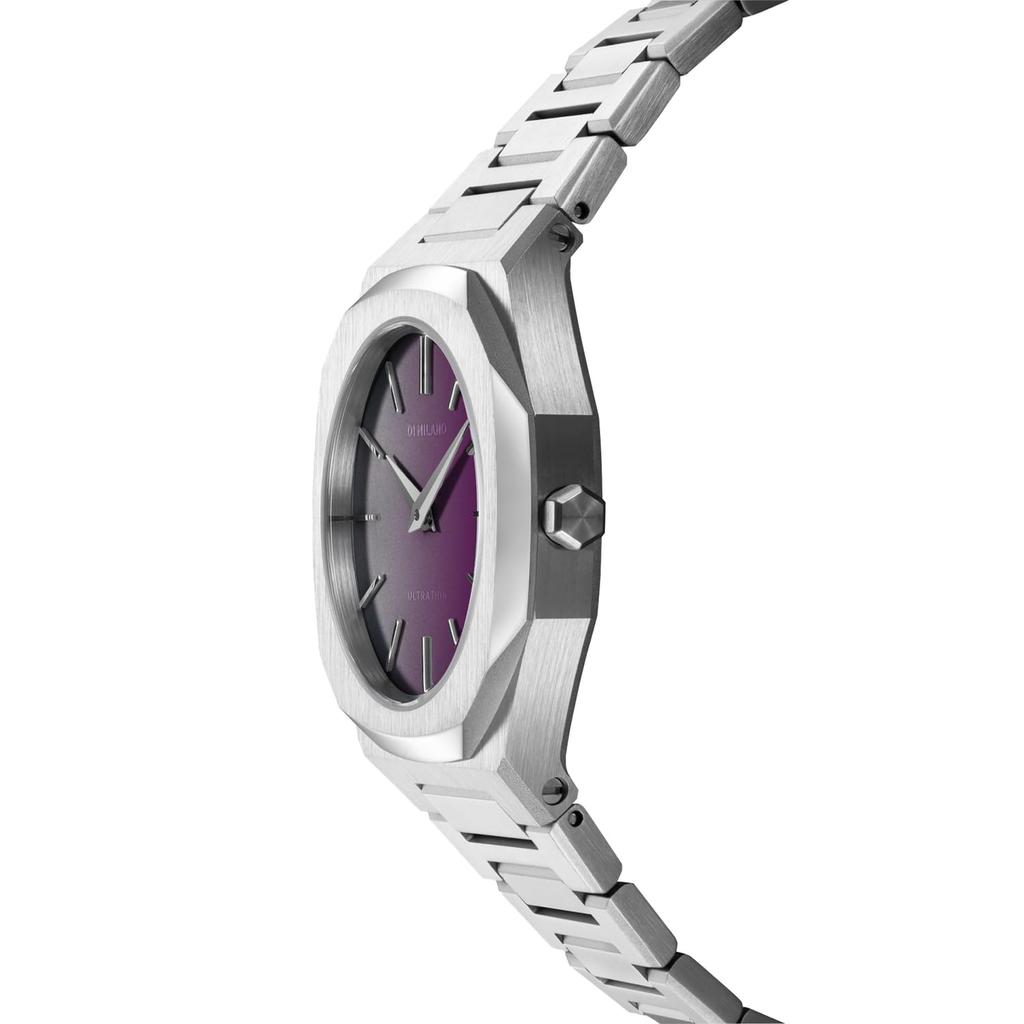 D1 Milano Ultra Thin Solar Sync Authorized Women's Watch, UTBL36, 30mm, Violet/Silver, UV-Inspired Color-Changing Watch. Distributor.